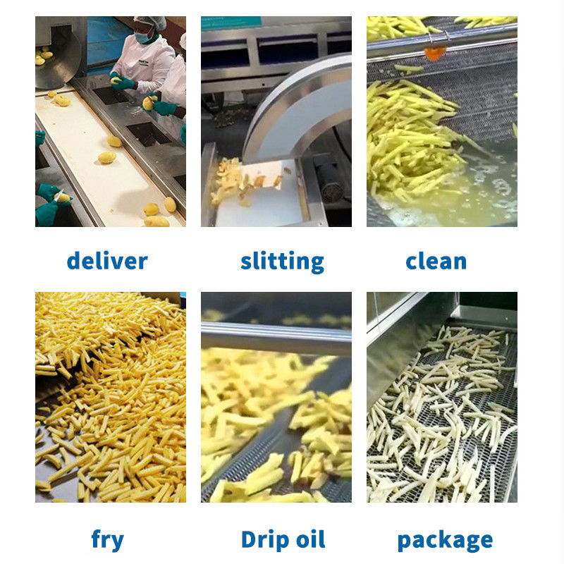 Máy sản xuất khoai tây chiên hoàn toàn tự động được tùy chỉnh Rửa / chiên / đóng gói Chiên khoai tây chiên